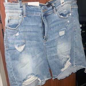 Judy Blue Distressed Jean Shorts - Blue